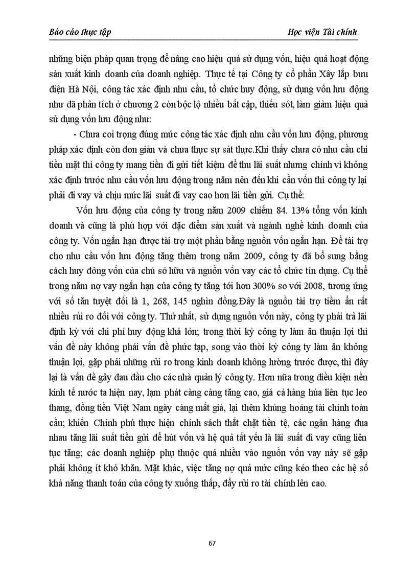 image for page Vốn lưu động và các giải pháp nâng cao hiệu quả sử dụng vốn lưu động tại Công ty cổ phần Xây lắp bưu điện Hà Nội