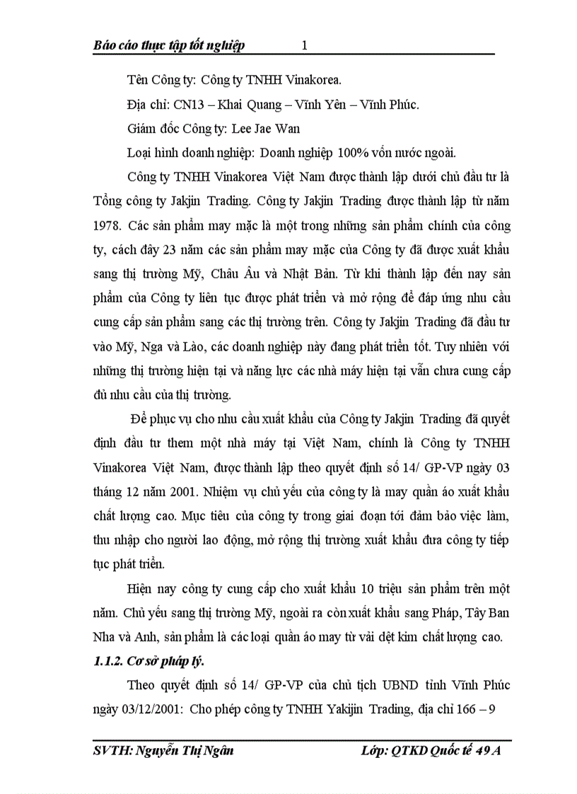 image for page Mở rộng thị trường xuất khẩu hàng may mặc của Công ty TNHH Vinakorea Việt Nam