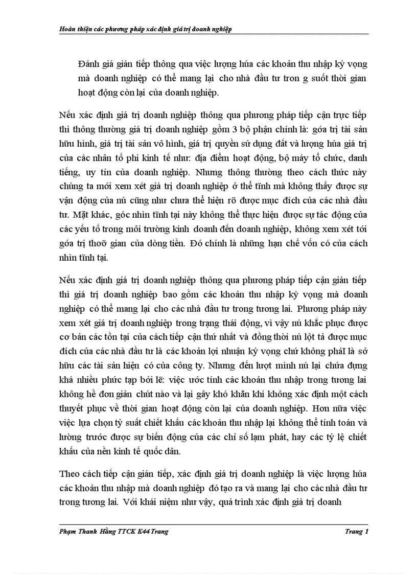 image for page Hoàn thiện các phương pháp xác định giá trị doanh nghiệp trong tư vấn cổ phần hoá tại Công ty cổ phần chứng khoán Bảo Việt