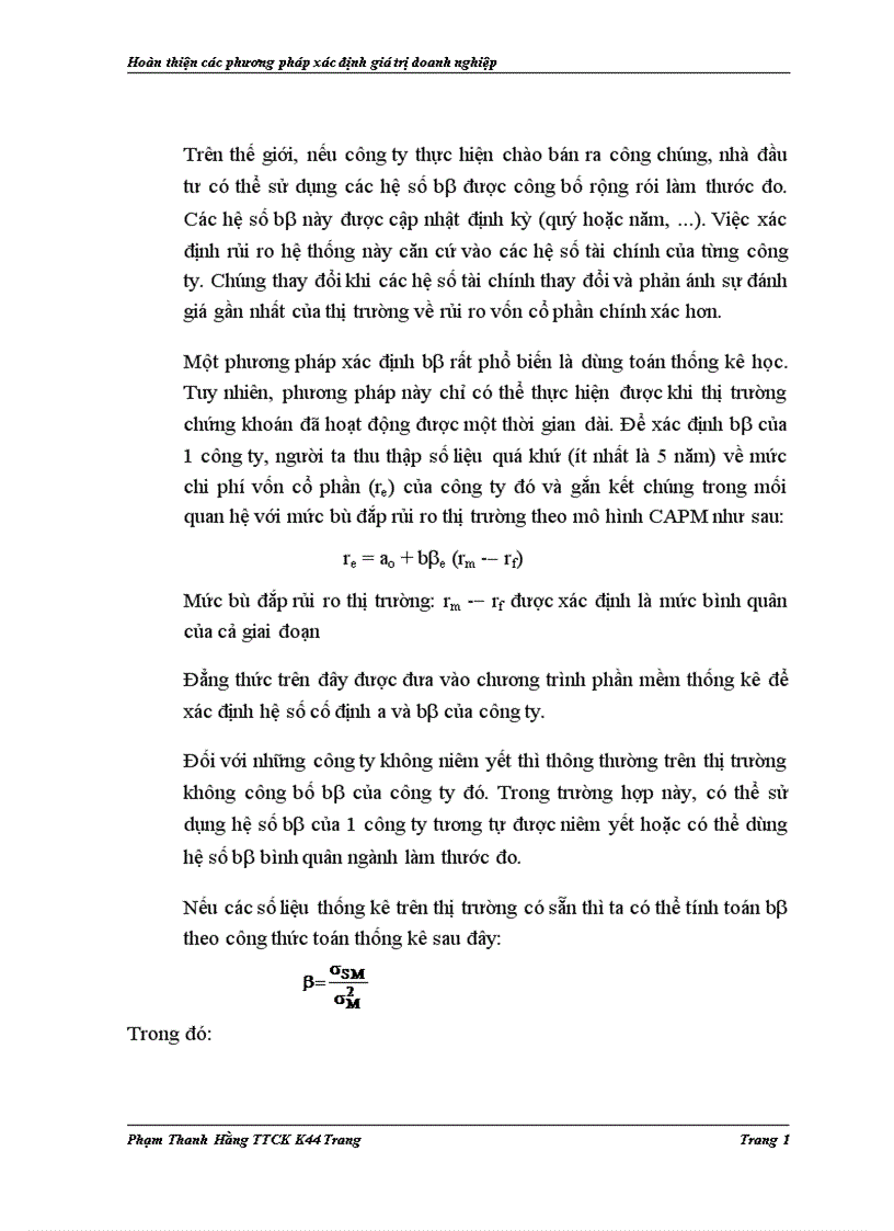 image for page Hoàn thiện các phương pháp xác định giá trị doanh nghiệp trong tư vấn cổ phần hoá tại Công ty cổ phần chứng khoán Bảo Việt