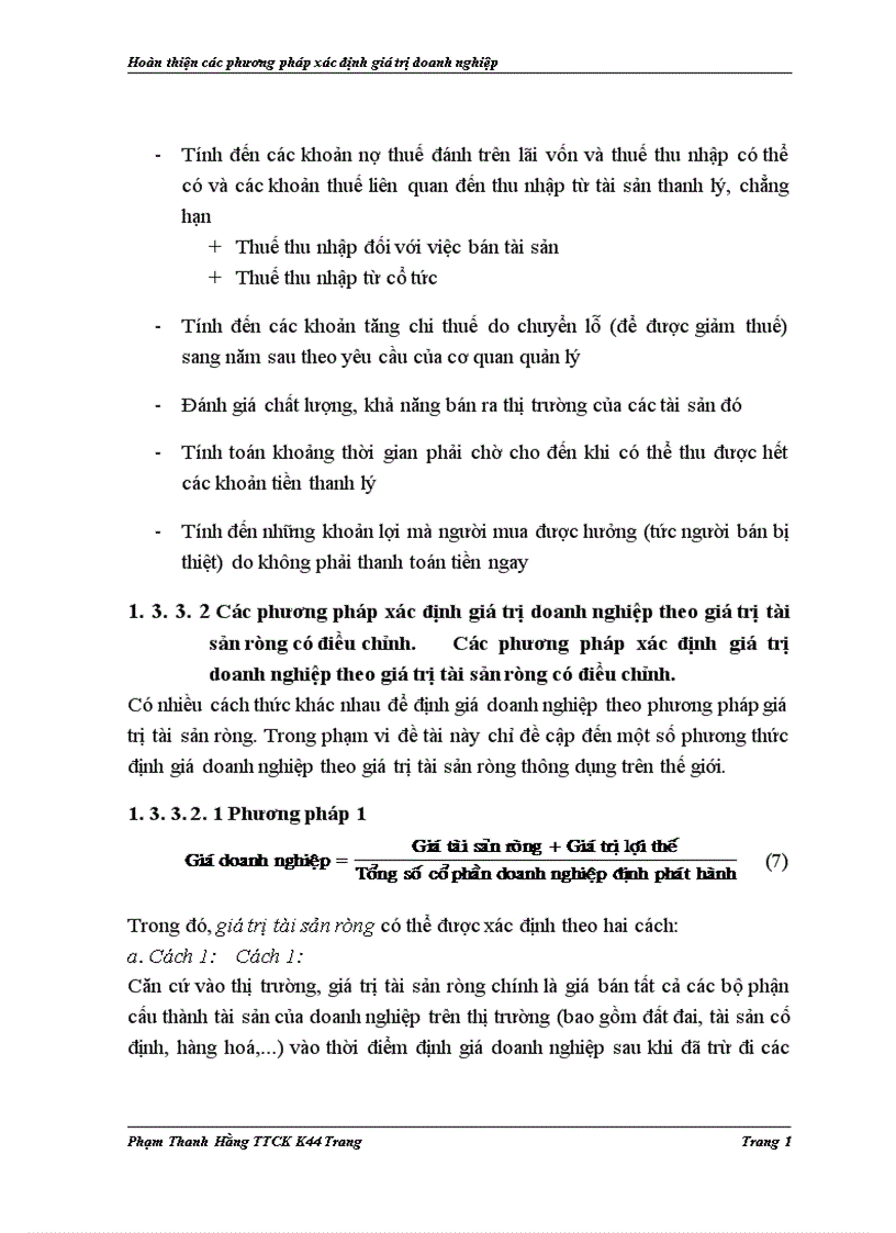 image for page Hoàn thiện các phương pháp xác định giá trị doanh nghiệp trong tư vấn cổ phần hoá tại Công ty cổ phần chứng khoán Bảo Việt