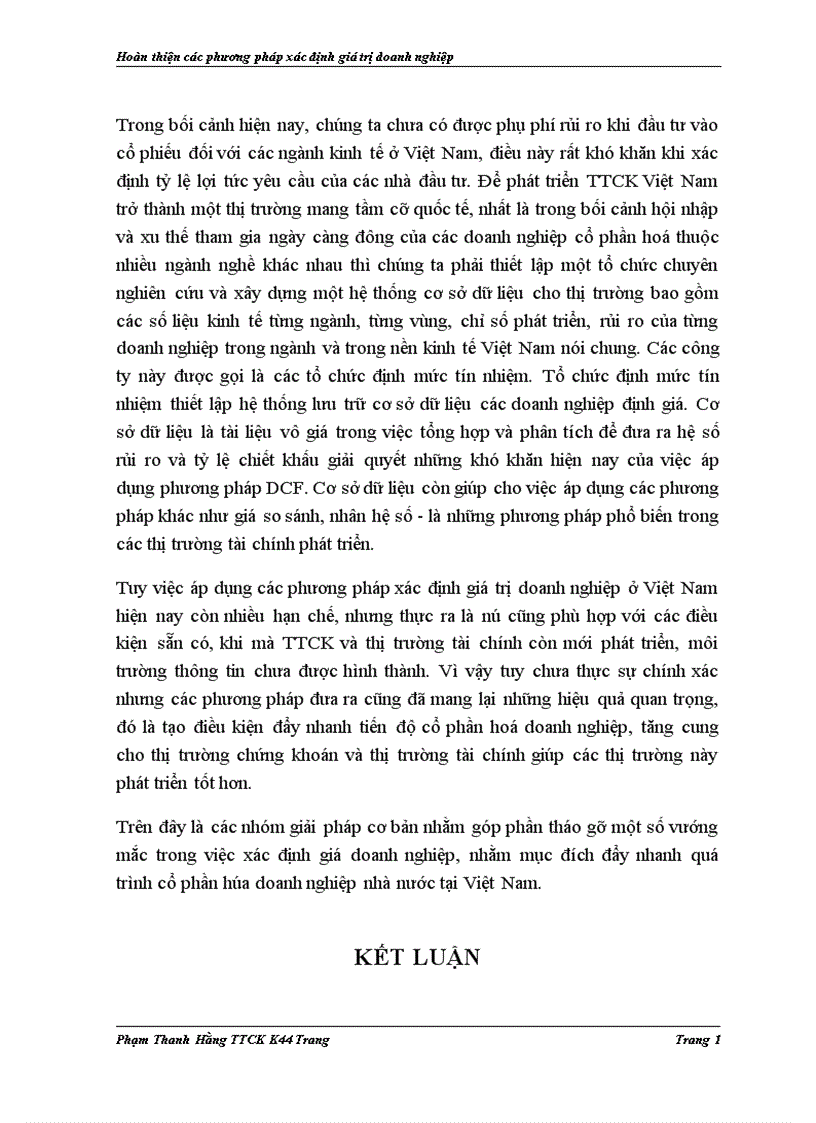 image for page Hoàn thiện các phương pháp xác định giá trị doanh nghiệp trong tư vấn cổ phần hoá tại Công ty cổ phần chứng khoán Bảo Việt