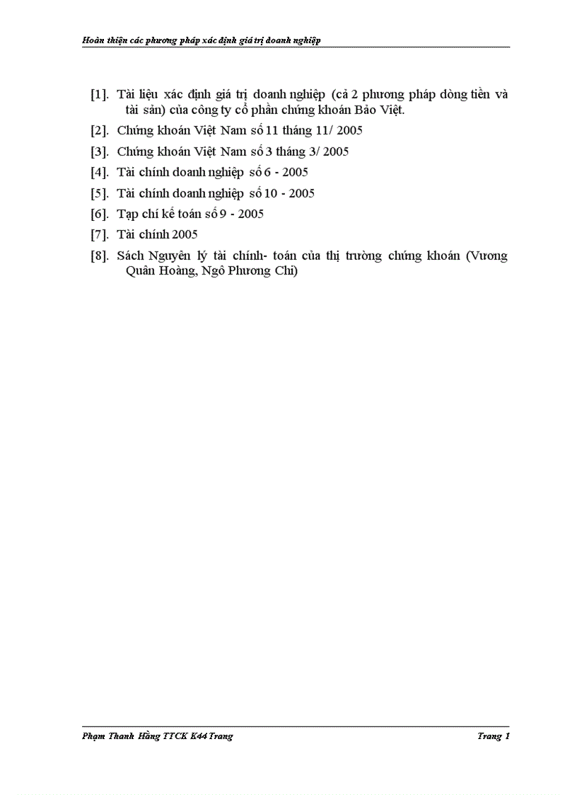 image for page Hoàn thiện các phương pháp xác định giá trị doanh nghiệp trong tư vấn cổ phần hoá tại Công ty cổ phần chứng khoán Bảo Việt