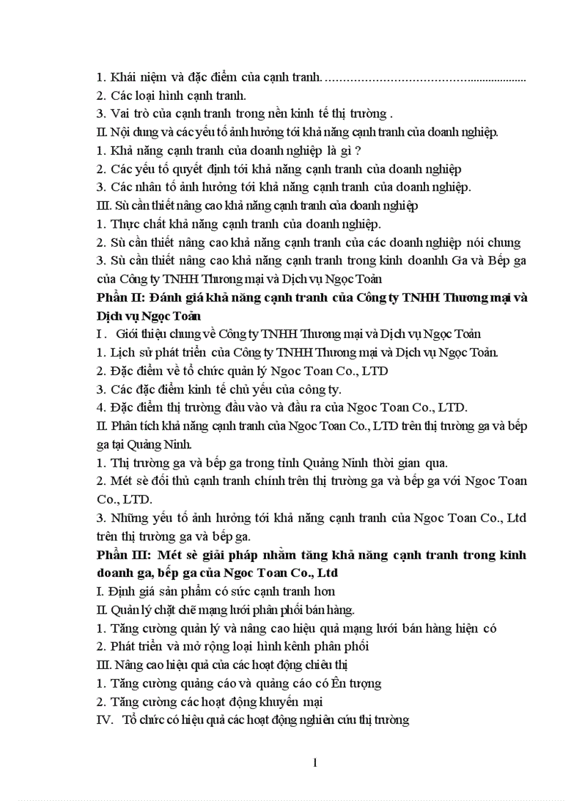 image for page Giải pháp nâng cao khả năng cạnh tranh trong lĩnh vực kinh doanh Gaz và Bếp ga ở Công ty TNHH Thương mại và Dịch vụ Ngọc Toản