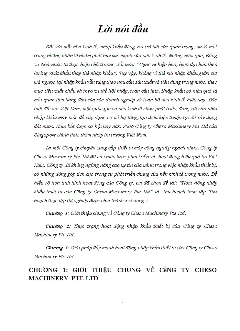 image for page Hoạt động nhập khẩu thiết bị của Công ty Cheso Machinery Pte Ltd