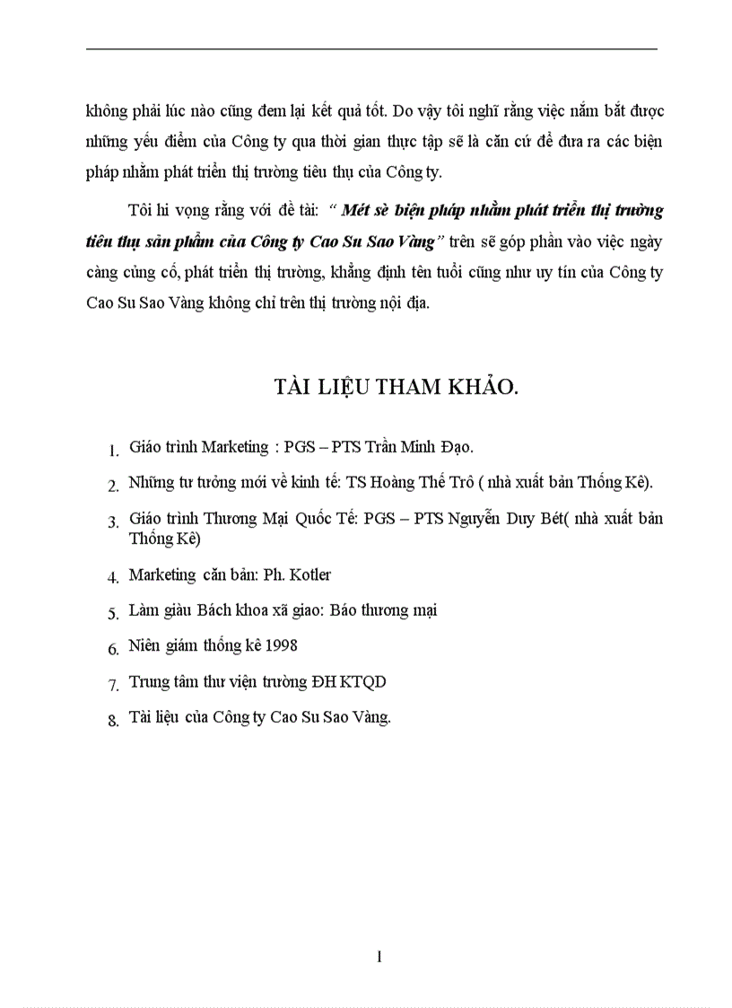 image for page Một số biện pháp nhằm phát triển thị trường tiêu thụ sản phẩm của Công ty Cao Su Sao Vàng