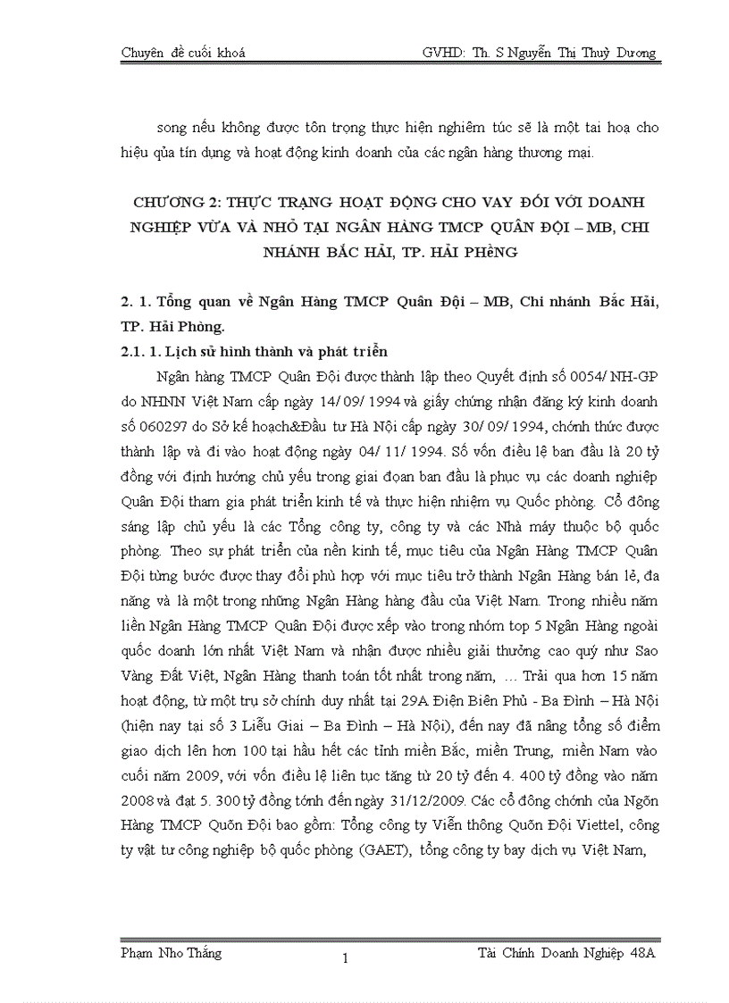 image for page Mở rộng hoạt động cho vay đối với các doanh nghiệp vừa và nhỏ tại Ngân hàng TMCP Quân Đội Chi nhánh Bắc Hải TP Hải Phòng