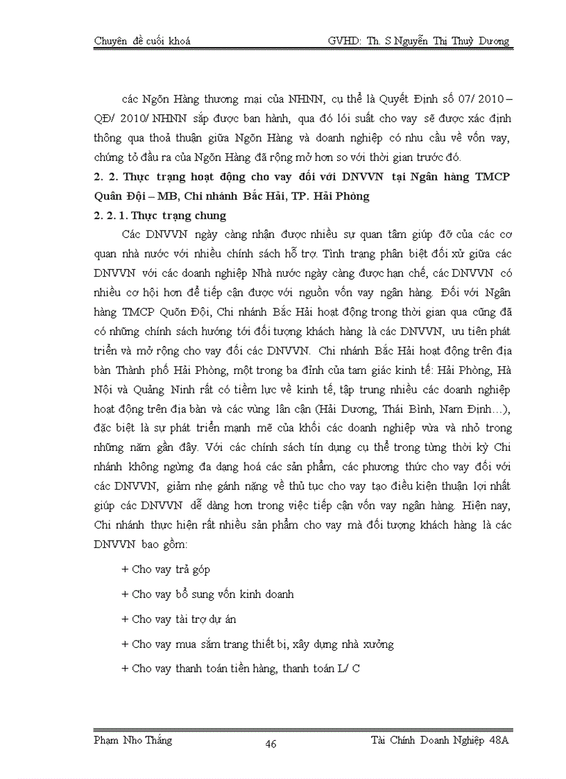 image for page Mở rộng hoạt động cho vay đối với các doanh nghiệp vừa và nhỏ tại Ngân hàng TMCP Quân Đội Chi nhánh Bắc Hải TP Hải Phòng