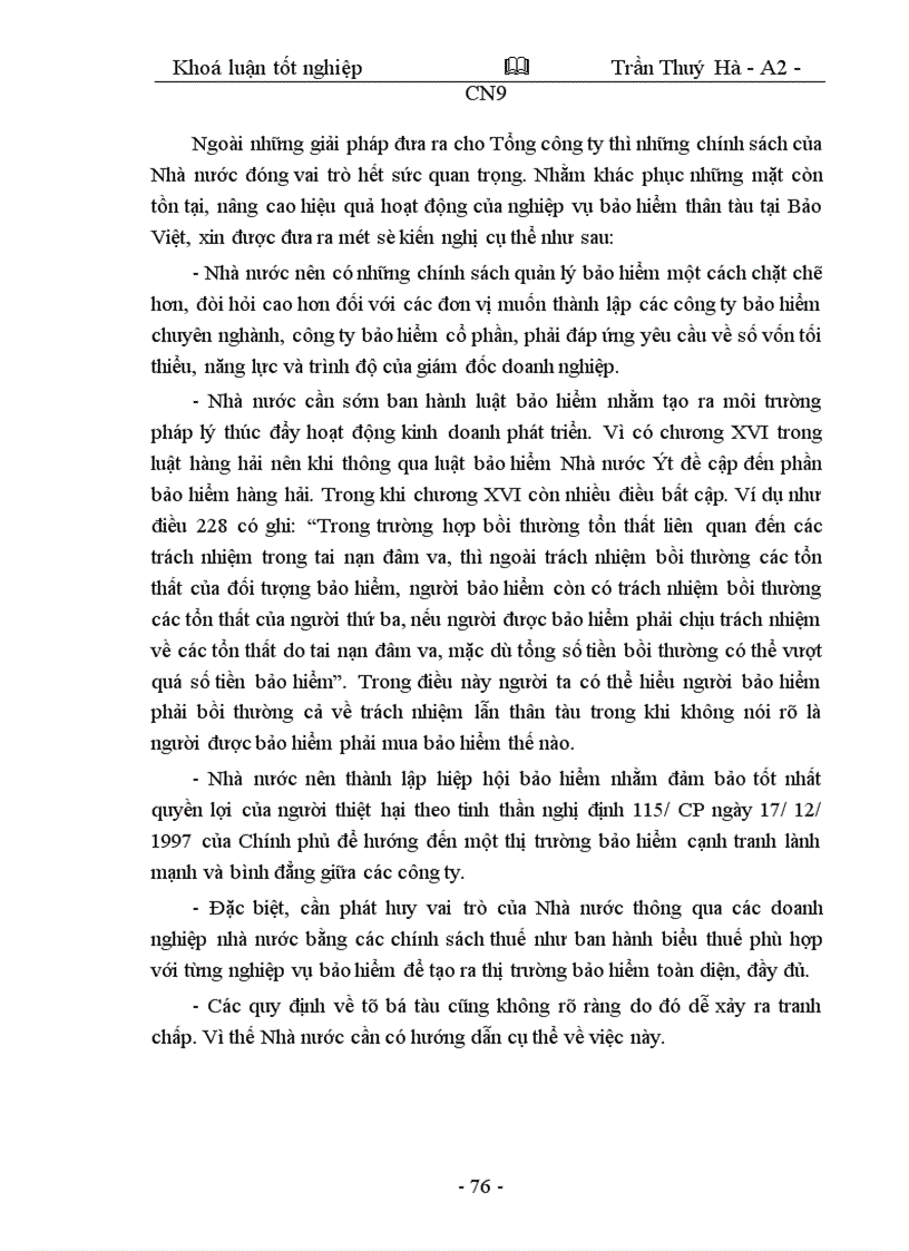 image for page Bảo hiểm thân tàu và trách nhiệm chủ tàu tại Tổng công ty bảo hiểm Việt Nam