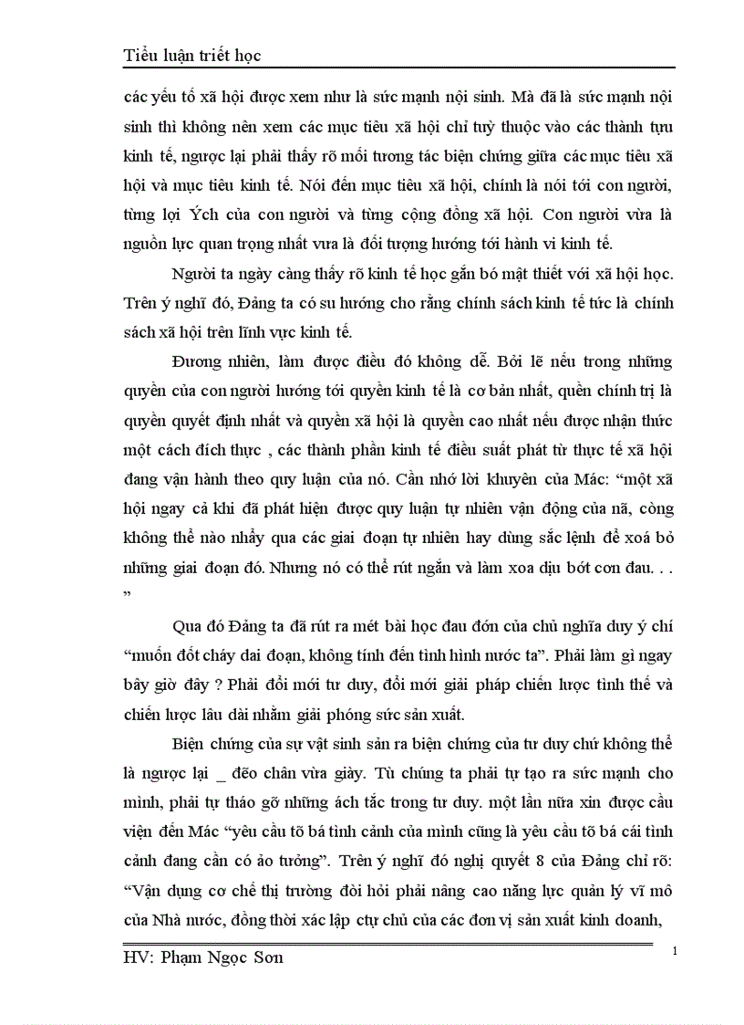 image for page Vận dụng quan điểm trong triết học Mác Lê Nin để phân tích quá trình chuyển đổi sang nền kinh tế thị trường ở Việt Nam 1