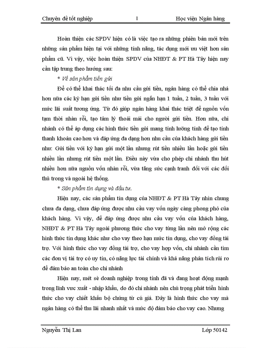 image for page Giải pháp phát triển sản phẩm dịch vụ tại NHĐT PT Hà Tây