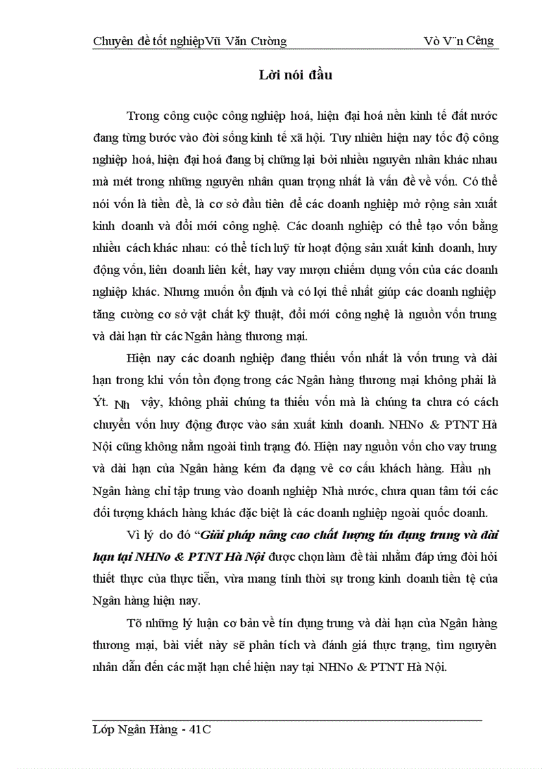 image for page Giải pháp nâng cao chất lượng tín dụng trung và dài hạn tại ngân hàng nông nghiệp và phát triển nông thôn Hà Nội 1
