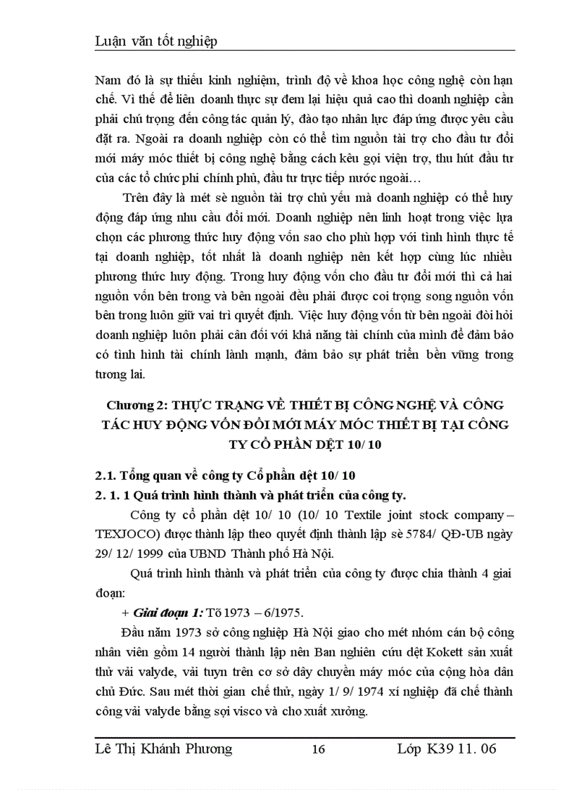 image for page Những giải pháp chủ yếu huy động vốn đổi mới thiết bị công nghệ tại Công ty cổ phần dệt 10 10