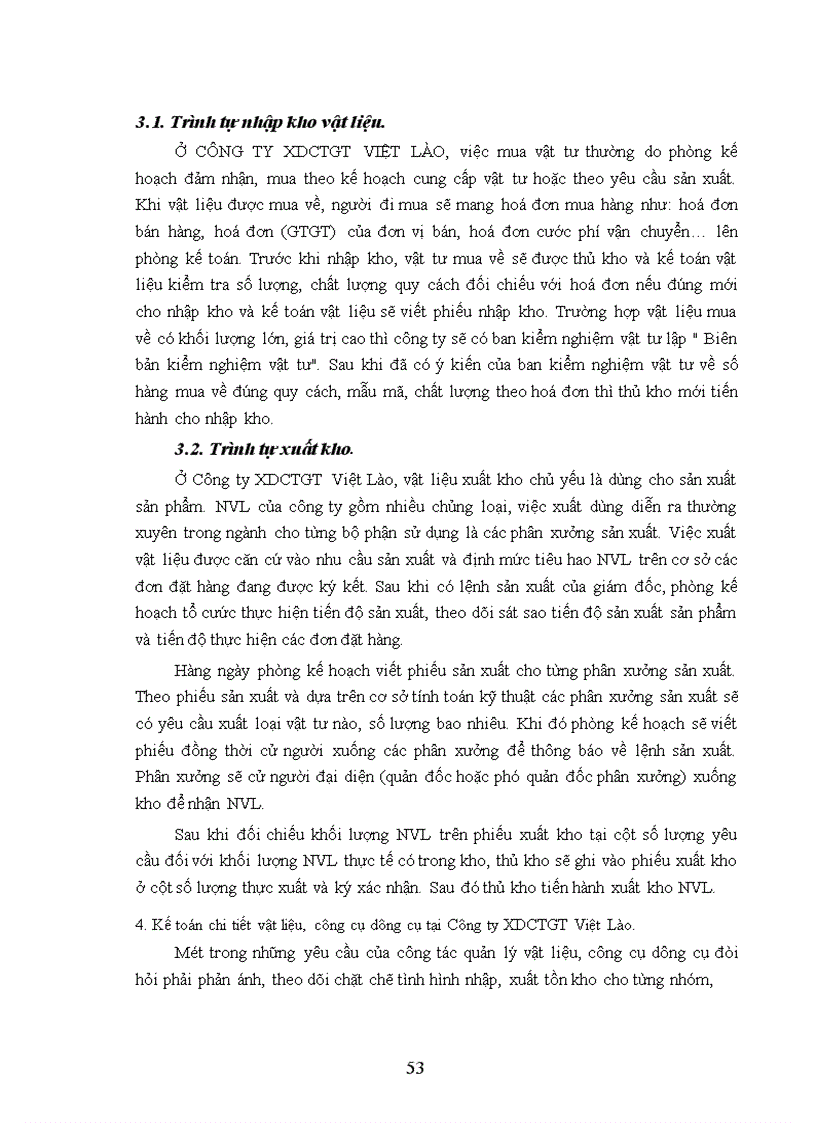 image for page Tổ chức công tác kế toán nguyên vật liệu công cụ dụng cụ ở Công ty XDCTGT Việt Lào 1