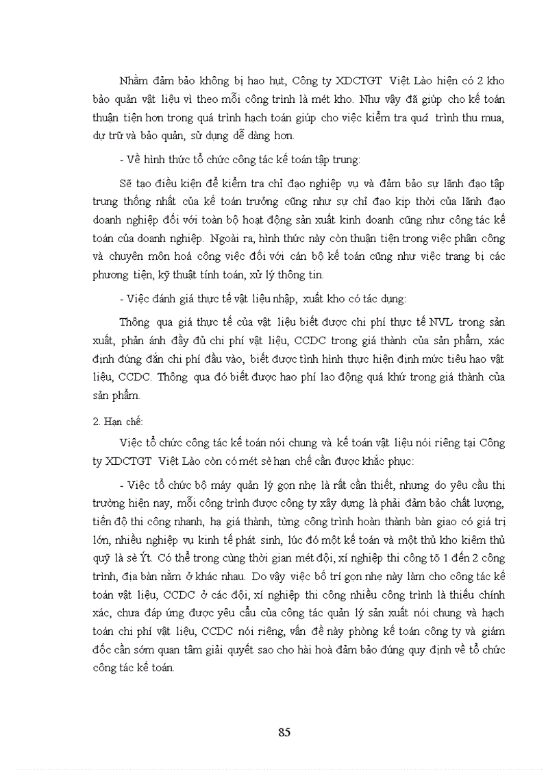 image for page Tổ chức công tác kế toán nguyên vật liệu công cụ dụng cụ ở Công ty XDCTGT Việt Lào 1