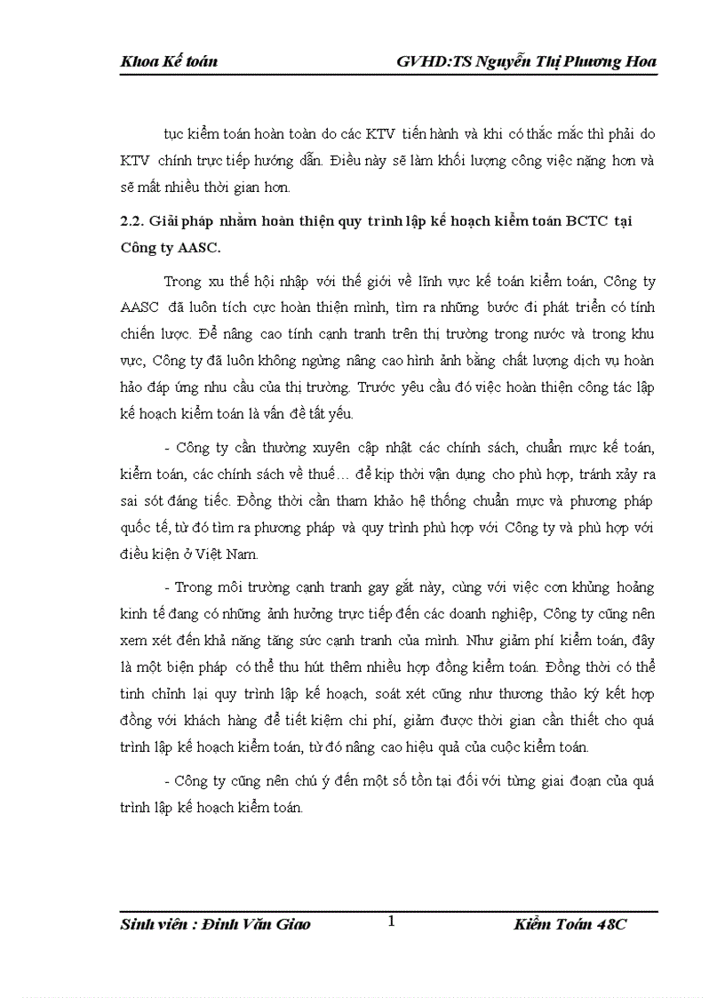 image for page hoàn thiện quy trình lập kế hoạch kiểm toán trong kiểm toán báo cáo tài chính tại công ty tnhh dịch vụ tư vấn tài chính tài chính kế toán và kiểm toán aasc Sinh viên thực hiện