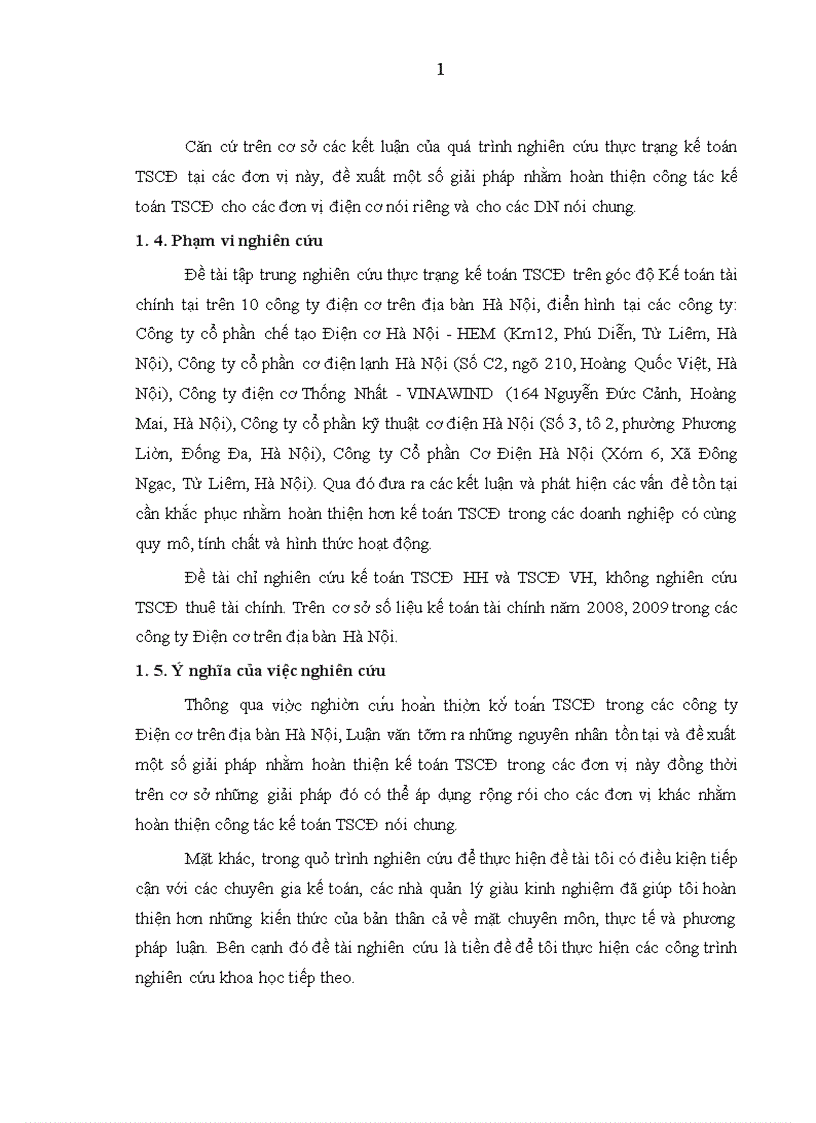 Phương pháp nghiên cứu và phân tích thực trạng kế toán TSCĐ trong các công ty điện cơ trên địa bàn Hà Nộ