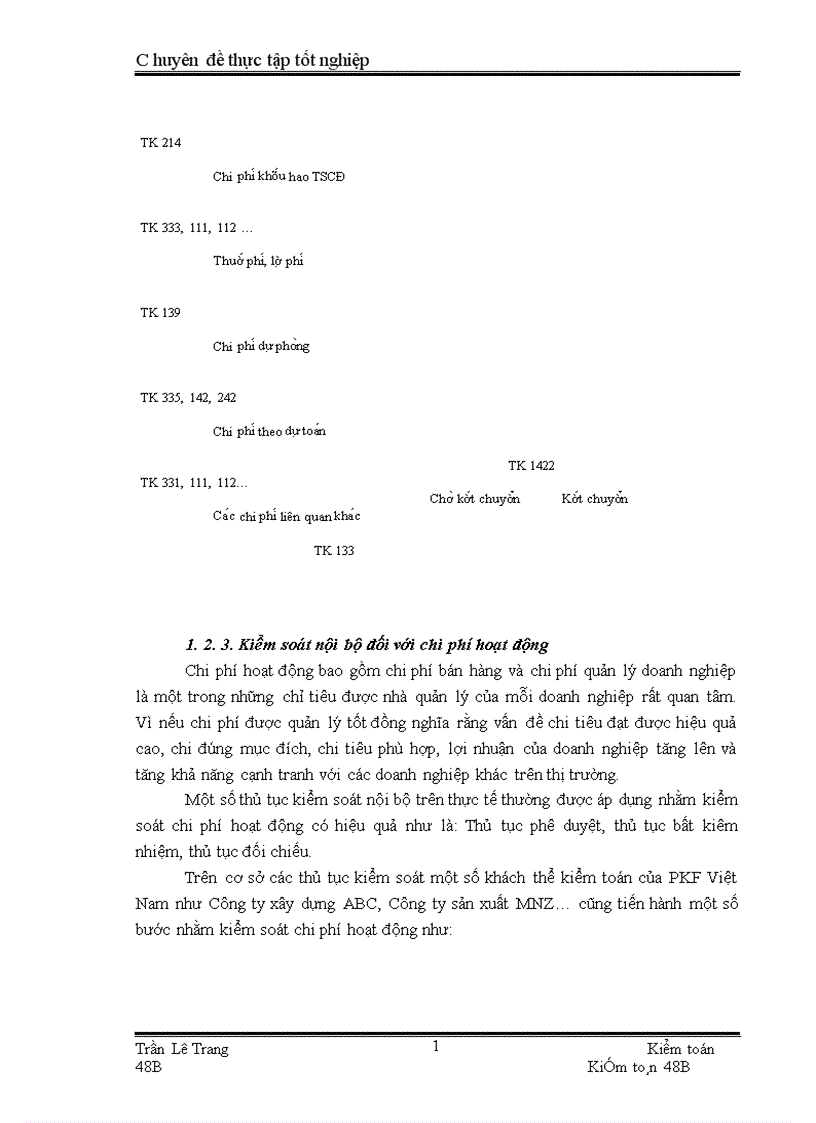 image for page Quy trình kiểm toán khoản mục chi phí hoạt động trong kiểm toán Báo cáo tài chính do Công ty TNHH kiểm toán PKF Việt Nam thực hiện 1