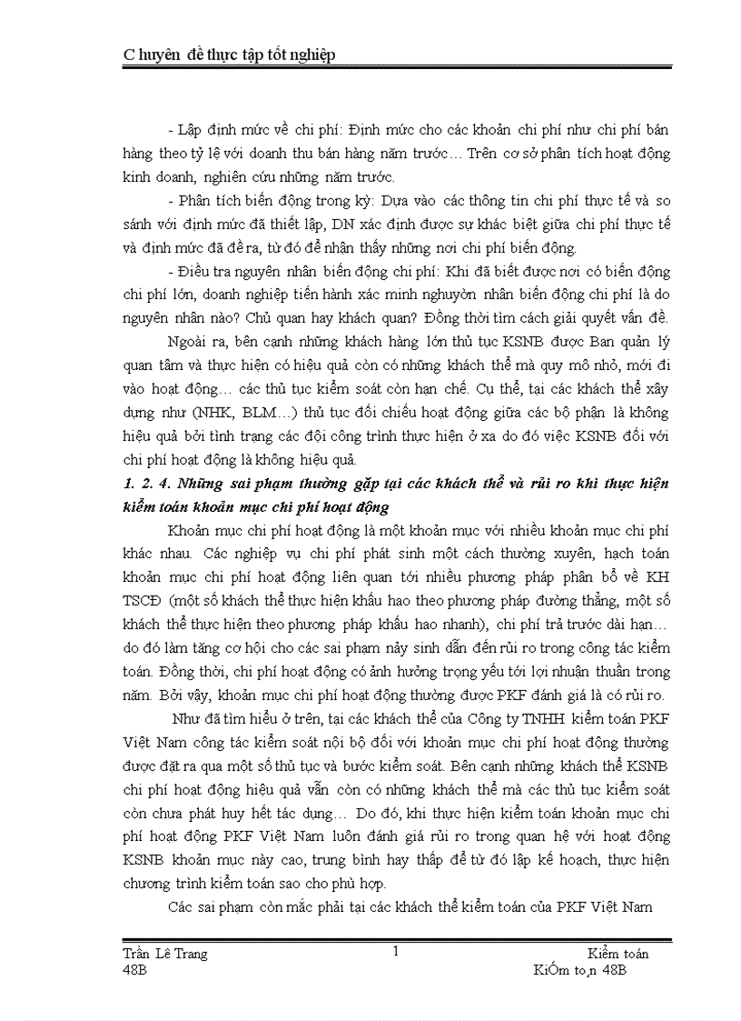 image for page Quy trình kiểm toán khoản mục chi phí hoạt động trong kiểm toán Báo cáo tài chính do Công ty TNHH kiểm toán PKF Việt Nam thực hiện 1