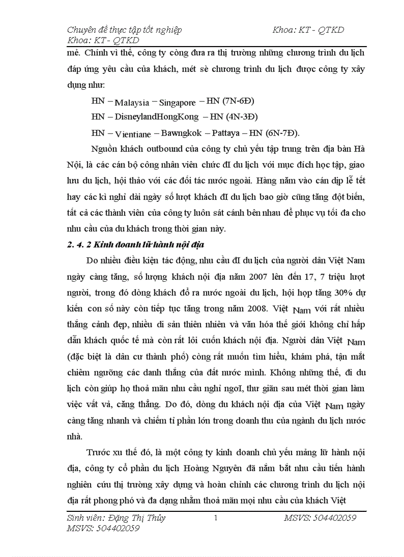 image for page Phân tích hoạt động kinh doanh của Công ty Cổ phần Du lịch Hoàng Nguyên