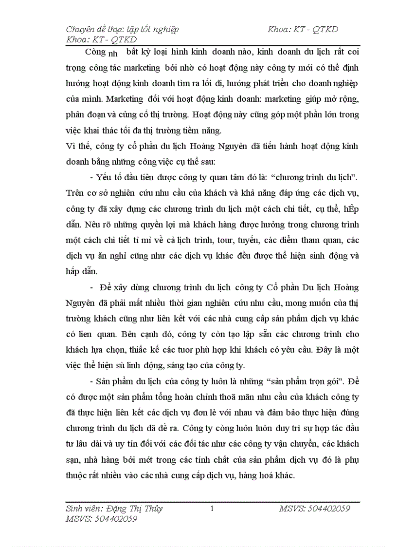 image for page Phân tích hoạt động kinh doanh của Công ty Cổ phần Du lịch Hoàng Nguyên