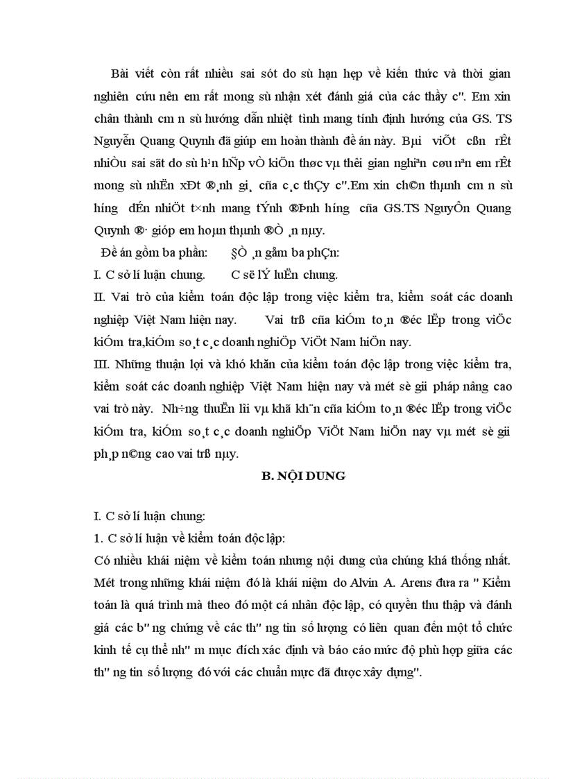 Vai trò của kiểm toán độc lập trong việc kiểm tra kiểm soát các doanh nghiệp Việt Nam hiện nay 1