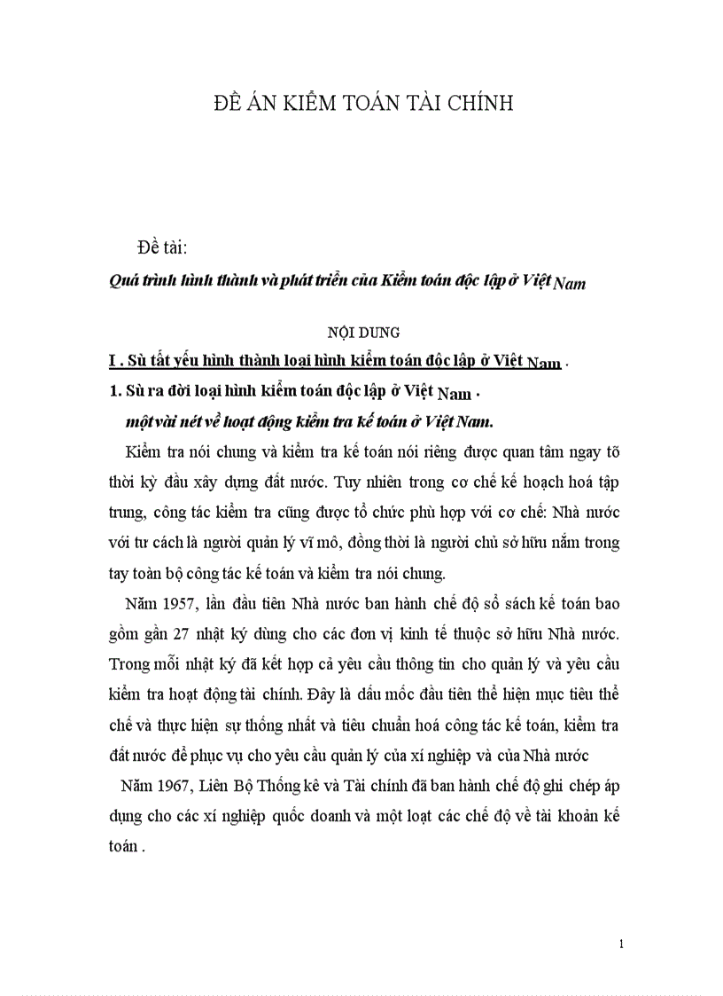 Quá trình hình thành và phát triển của Kiểm toán độc lập ở Việt Nam 1