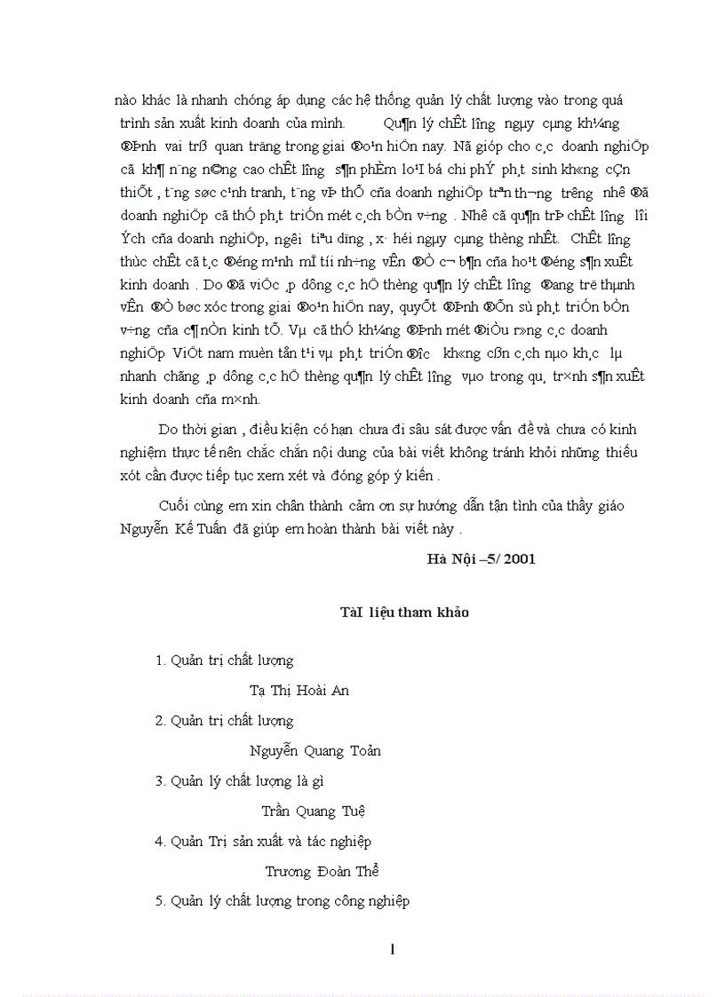 image for page Một số vấn đề về quản lý chất lượng trong các doanh nghiệp công nghiệp 1