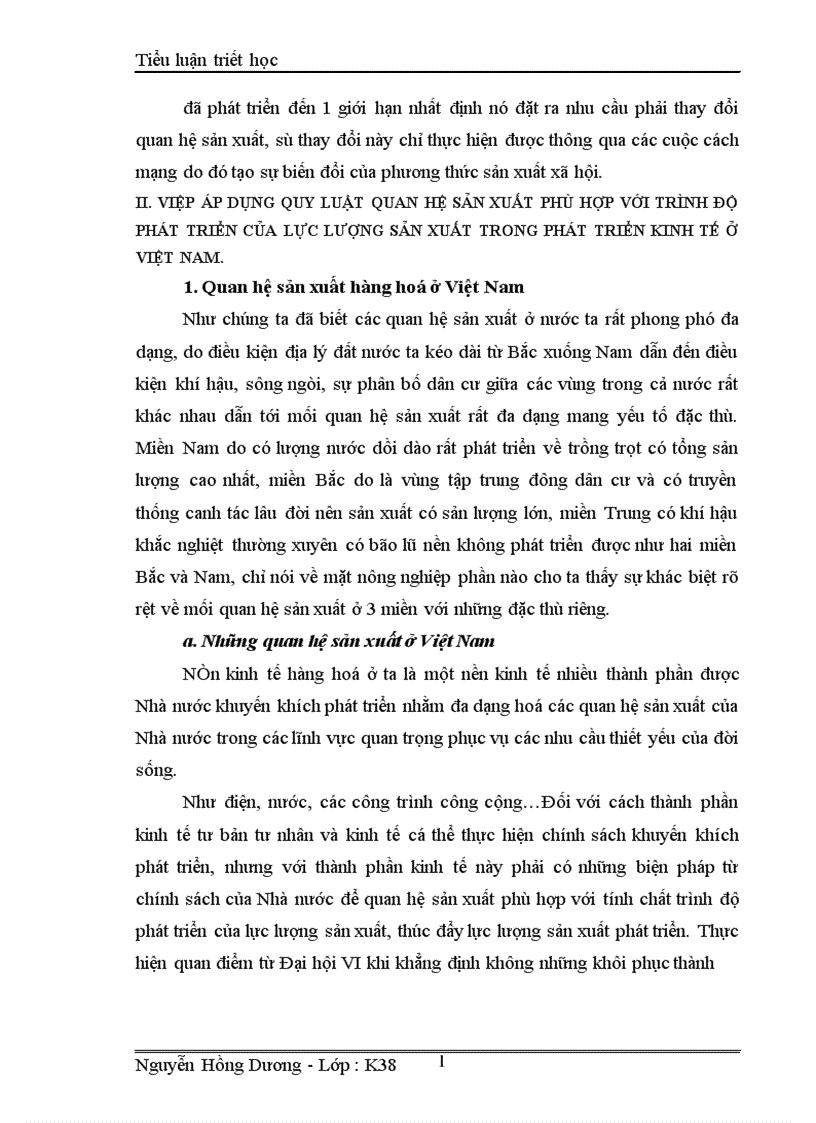 Việc áp dụng quy luật quan hệ sản xuất phù hợp với trình độ phát triển của lực lượng sản xuất trong phát triển kinh tế ở Việt Nam 1