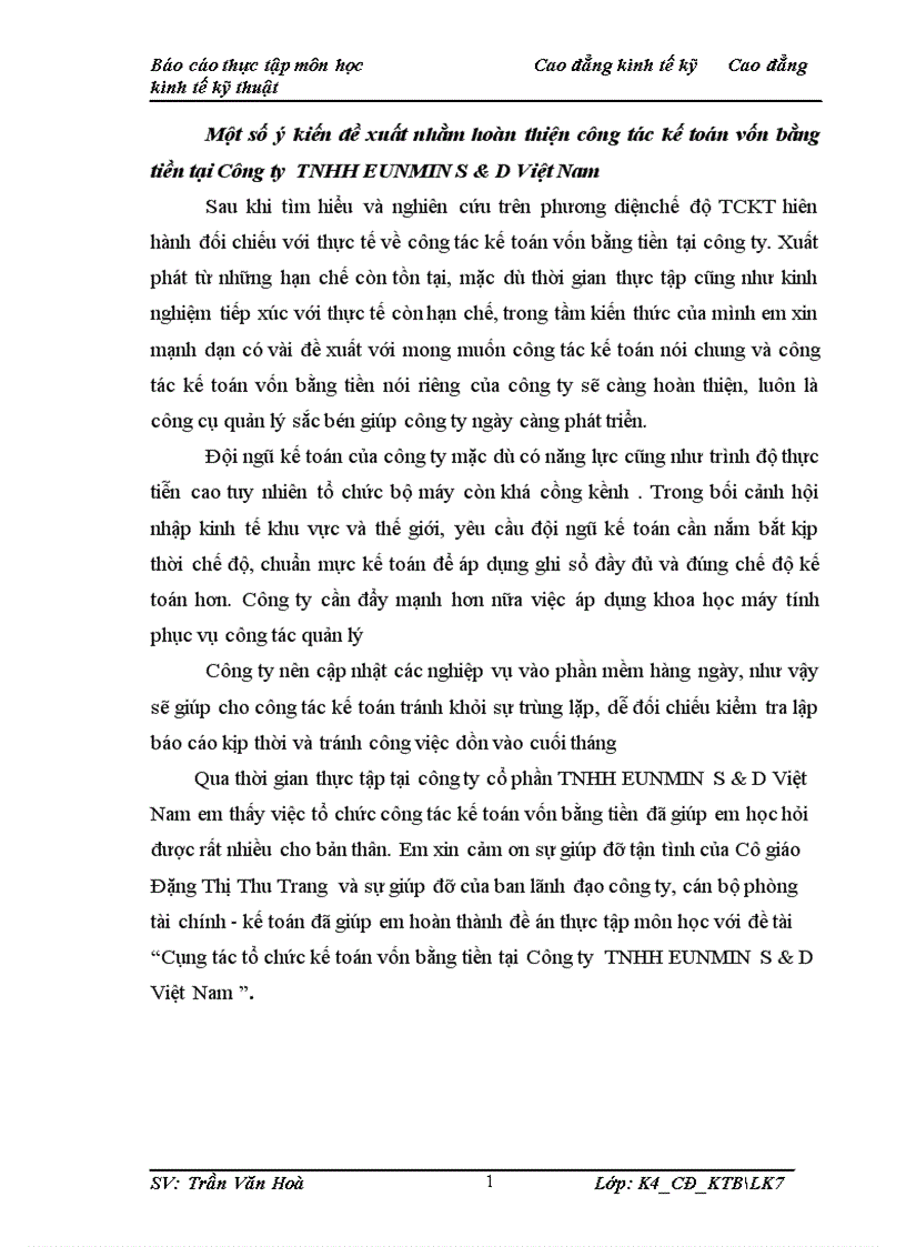image for page Tổ Chức Kế Toán vốn bằng tiền tại công ty TNHH EUNMIN S D Việt Nam
