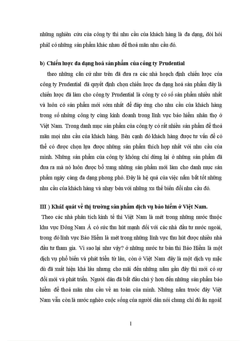 Hoàn thiện chiến lược sản phẩm ở công ty Prudential nhằm nâng cao khả năng thoả mãn nhu cầu của khách hàng