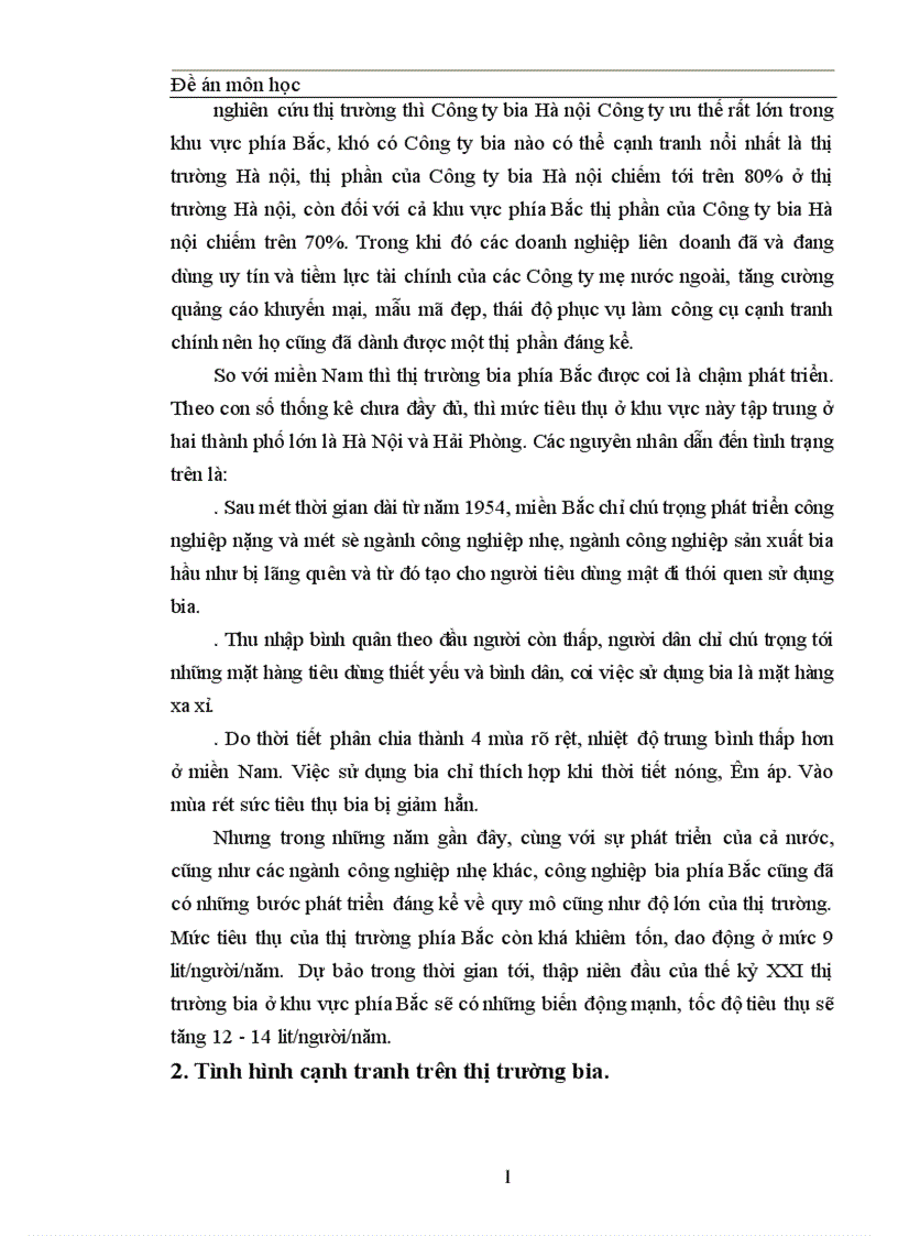 image for page Thực trạng về cạnh tranh trên thị trường BIA tại Miền Bắc và một số giải pháp trong cạnh tranh của công ty Bia Hà Nội
