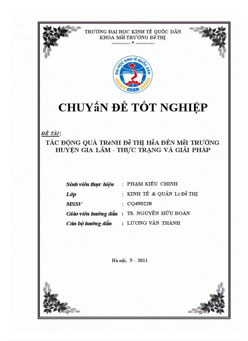 image for page Tác động quá trình đô thị hóa đến môi trường huyện Gia Lâm Thực trạng và giải pháp