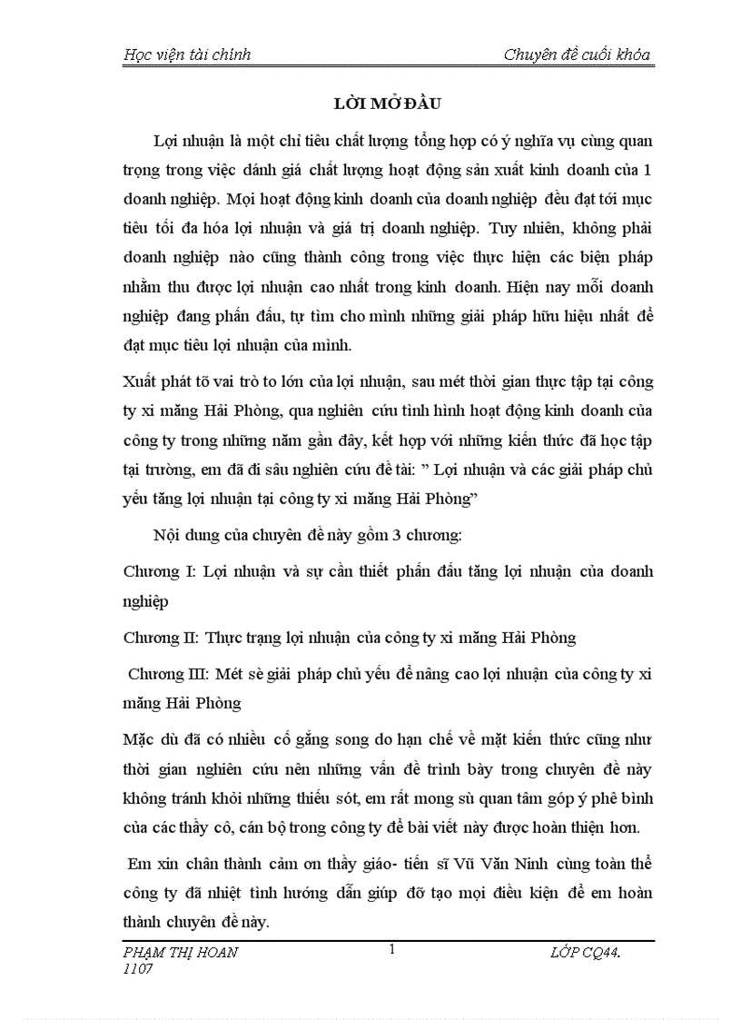 image for page Lợi nhuận và các giải pháp chủ yếu tăng lợi nhuận tại công ty xi măng Hải Phòng