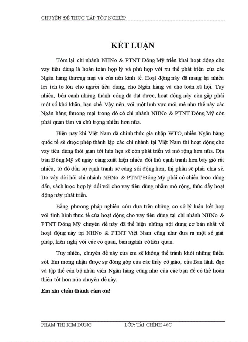 image for page Mở rộng cho vay tiêu dùng tại chi nhánh ngân hàng nông nghiệp và phát triển nông thôn Đông Mỹ