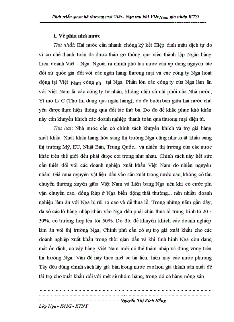 image for page Phát triển quan hệ thương mại Việt Nga sau khi Việt Nam gia nhập WTO