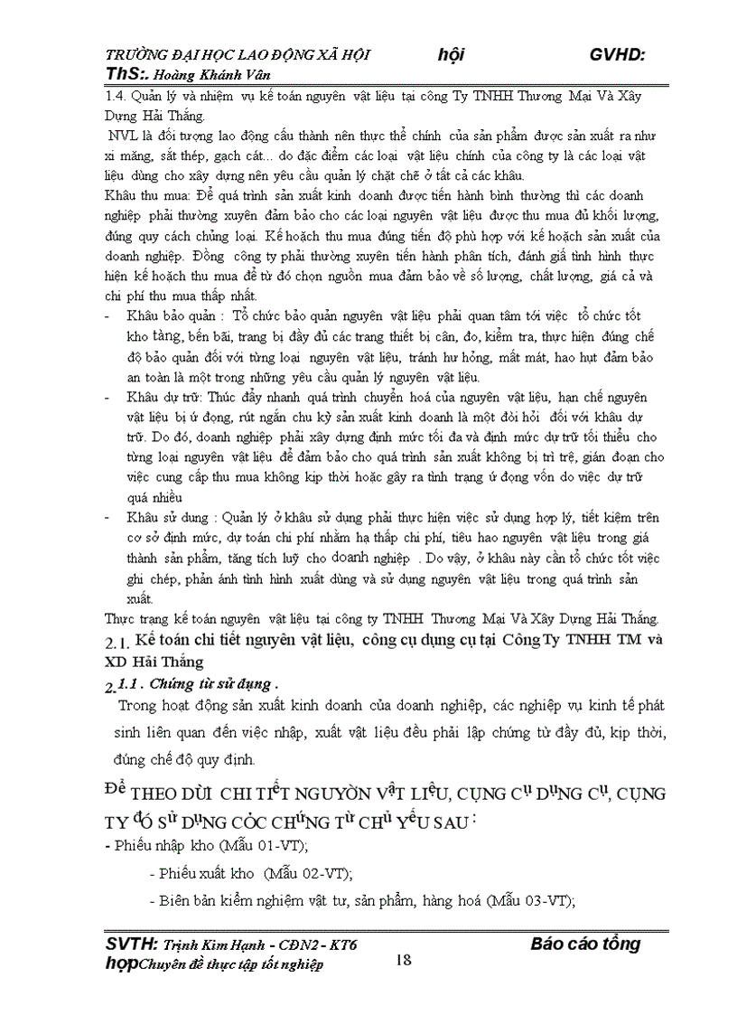 image for page Kế toán nguyên vật liệu tại công ty TNHH Thương Mại Và Xây Dựng Hải Thắng