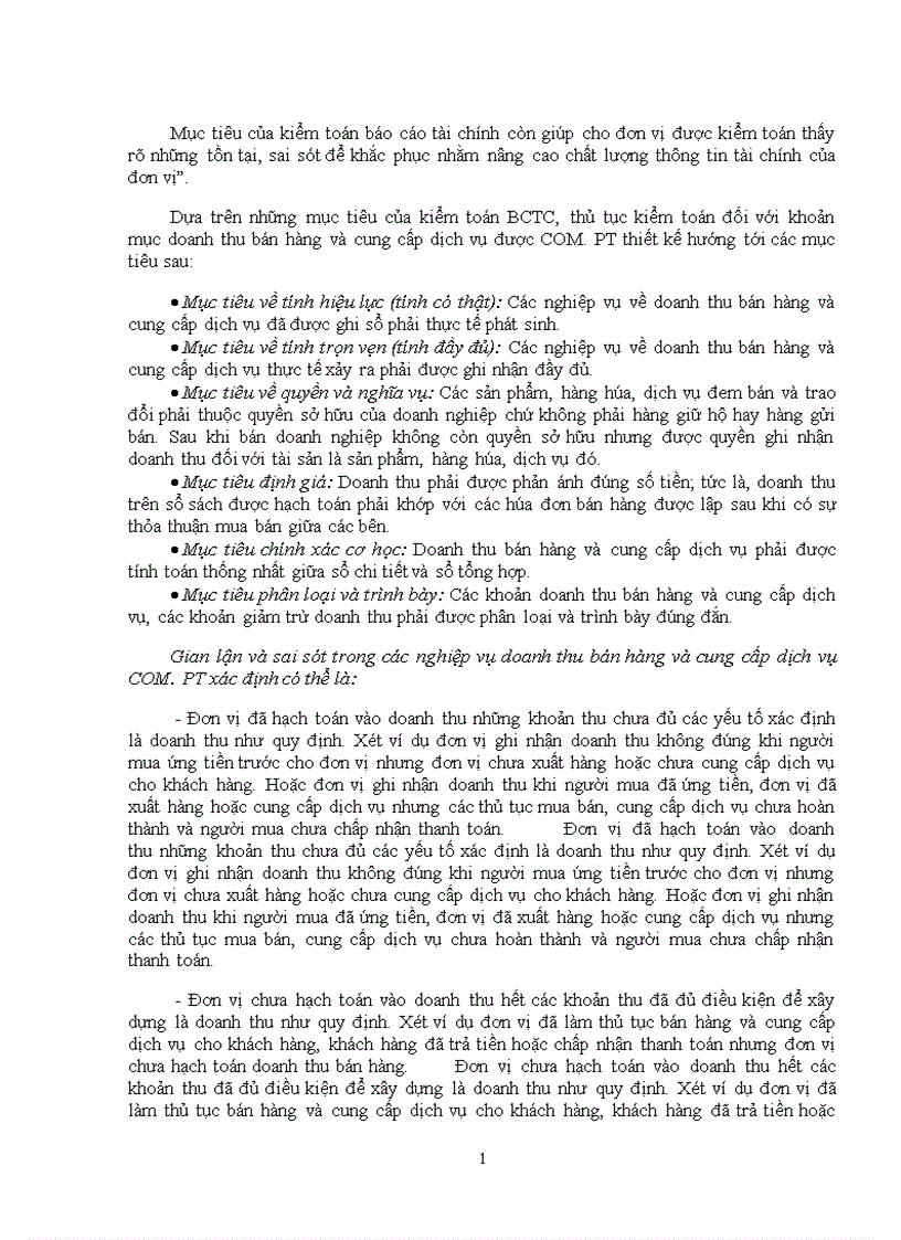 image for page Tìm hiểu quy trình kiểm toán khoản mục doanh thu bán hàng và cung cấp dịch vụ trong kiếm toán báo cáo tài chính được thực hiện bởi Công ty Tư vấn Đầu tư Tài chính Kế toán Thuế Kiểm toán COM PT