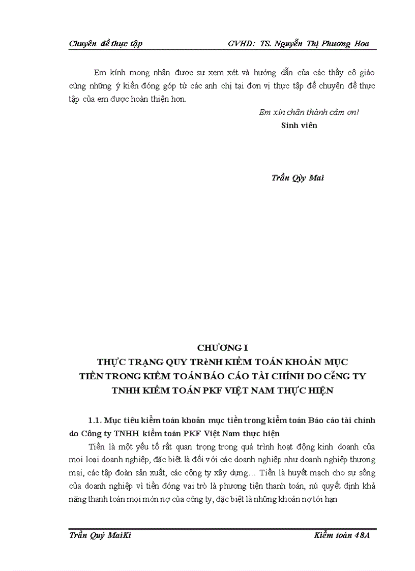 image for page Quy trình kiểm toán khoản mục tiền trong kiểm toán Báo cáo tài chính do Công ty TNHH kiểm toán PKF Việt Nam thực hiện