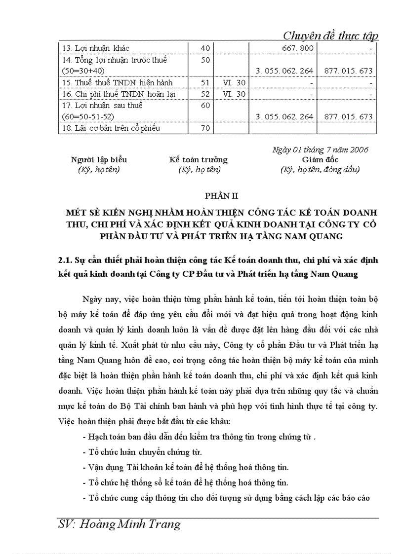 image for page Kế toán doanh thu chi phí và xác định kết quả kinh doanh tại Công ty cổ phần Đầu tư và Phát triển hạ tầng Nam Quang 1