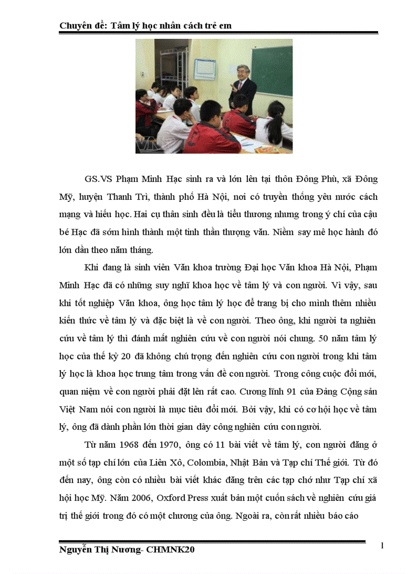 image for page Nhân cách và sự hình thành nhân cách theo các nhà tâm lý học Việt Nam