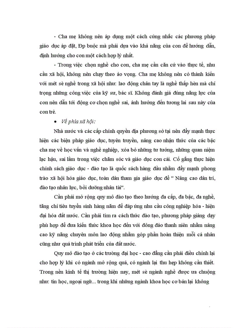 image for page Vai trò của cha mẹ trong việc định hướng bậc học và nghề nghiệp cho con ở các gia đình đô thị hiện nay
