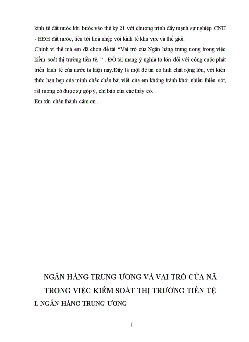 image for page Vai trò của Ngân hàng trung ương trong việc kiểm soát thị trường tiền tệ