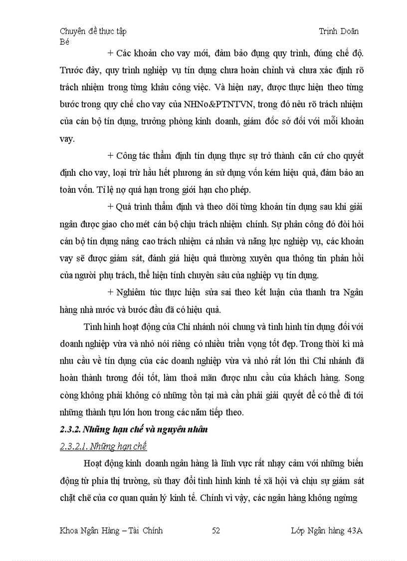 image for page Giải pháp nâng cao chất lượng tín dụng đối với các doanh nghiệp vừa và nhỏ tại Chi nhánh NHNo PTNT Tây Hà Nội