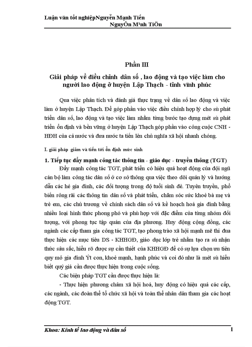 image for page Phân tích biến động dân số lao động và việc làm ở huyện Lập Thạch trong giai đoạn hiện nay
