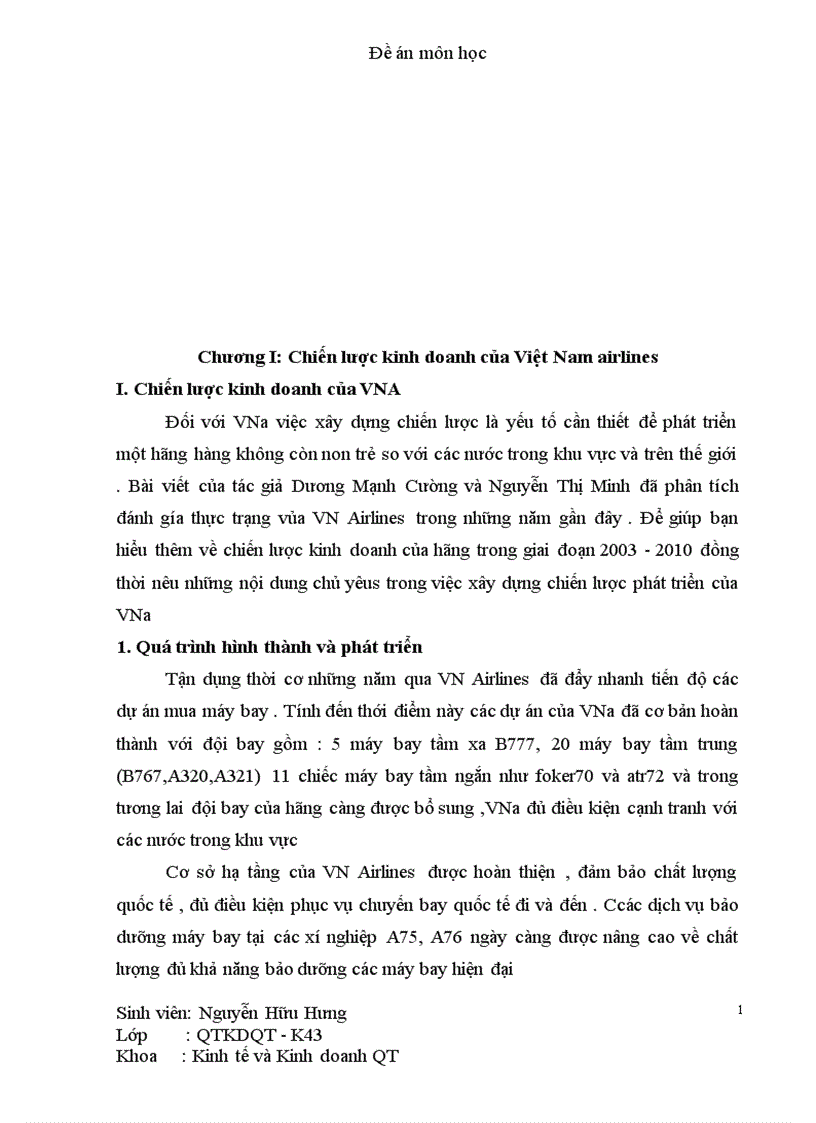 image for page Chiến lược kinh doanh của Việt Nam AIRLINES