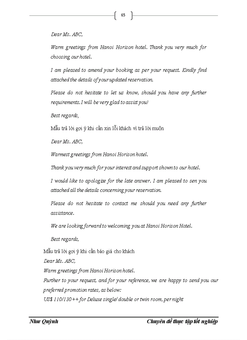 image for page Thực trạng và giải pháp nâng cao chất lượng nghiệp vụ đặt chỗ Reservation tại khách sạn Hà Nội Horison