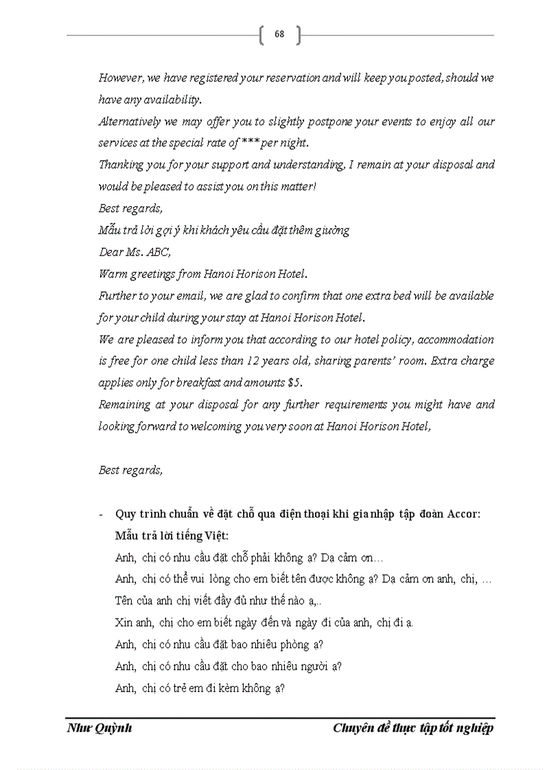 image for page Thực trạng và giải pháp nâng cao chất lượng nghiệp vụ đặt chỗ Reservation tại khách sạn Hà Nội Horison