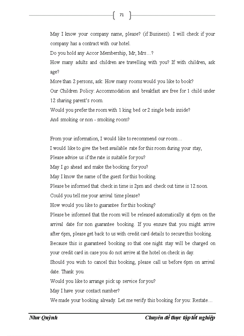 image for page Thực trạng và giải pháp nâng cao chất lượng nghiệp vụ đặt chỗ Reservation tại khách sạn Hà Nội Horison