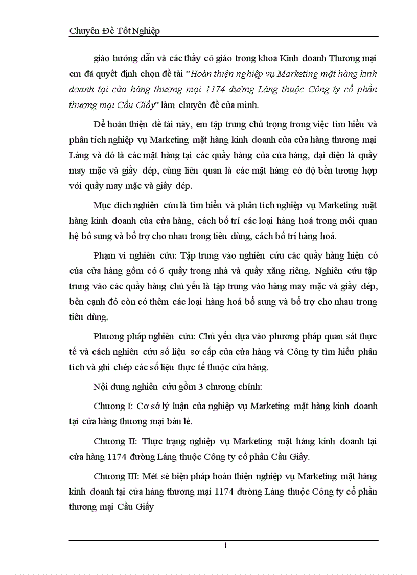 image for page Hoàn thiện nghiệp vụ Marketing mặt hàng kinh doanh tại cửa hàng thương mại 1174 đường Láng thuộc Công ty cổ phần thương mại Cầu Giấy 1